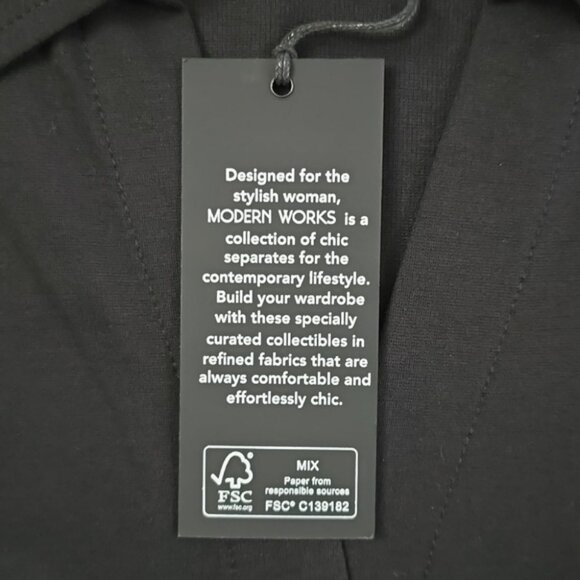 Modern Works Women’s Black Long Sleeves Collared Dress Front Twist Size Small - Picture 10 of 14